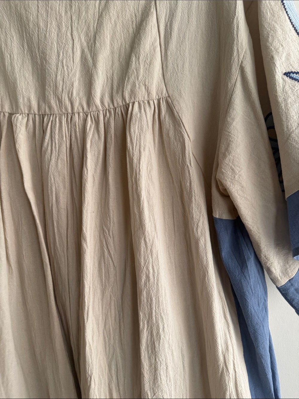 Umgee Cream Tunic Dress with Blue Floral Embroidery - Picture 12 of 14